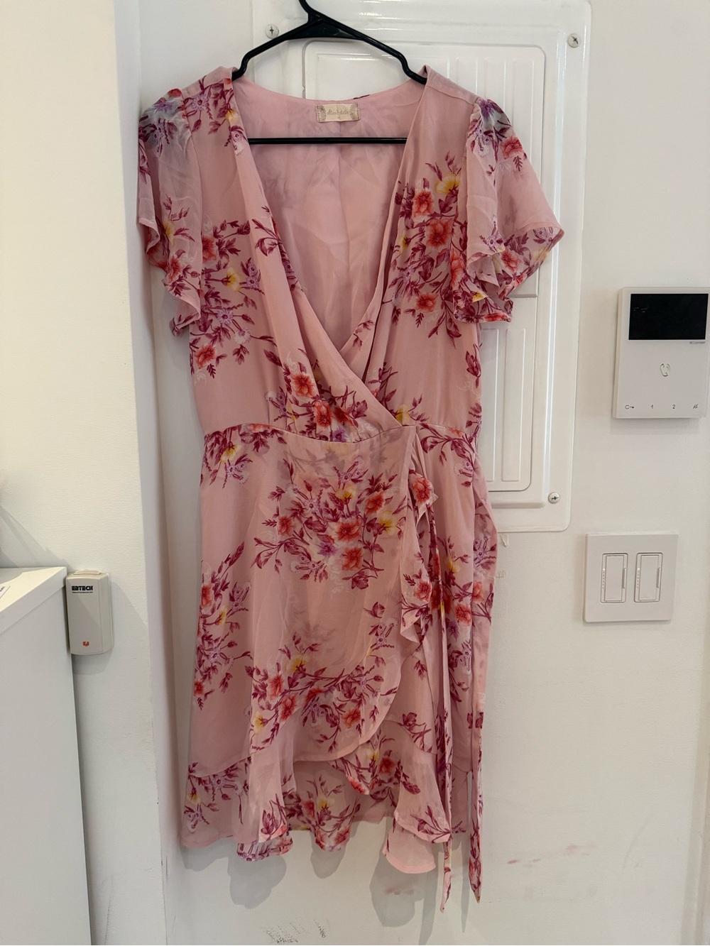 Altar'd State Blush Pink Floral Wrap Mini Dress